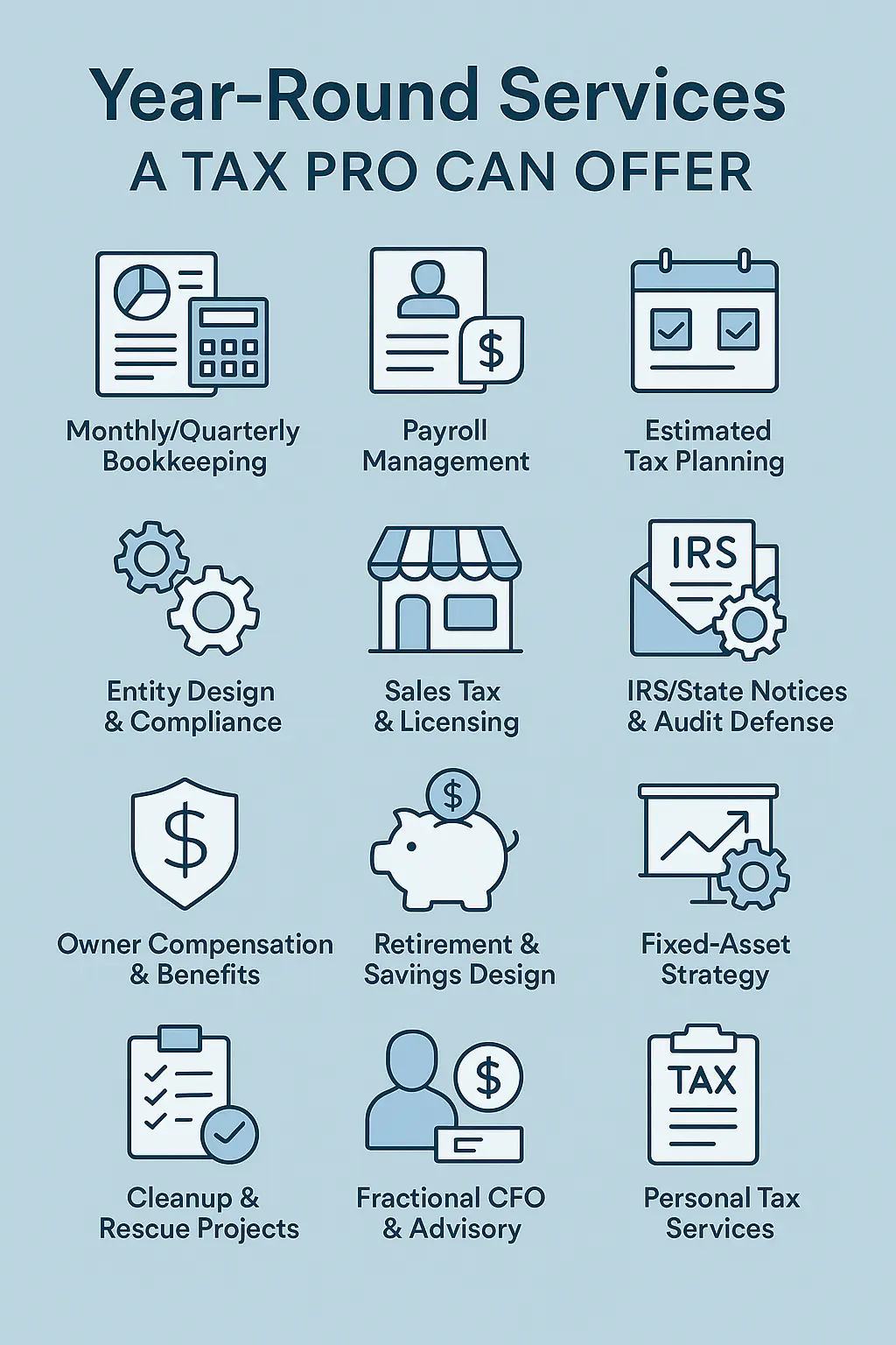 Year-round tax professional services and proactive tax planning